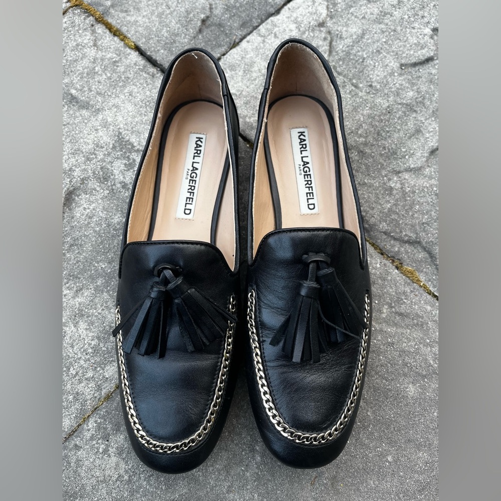 Karl Lagerfeld Black Women's Loafers with Tassels